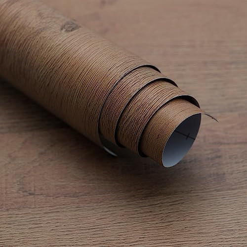 Boobest Thick Brown Wood Contact Paper Wood Grain Wallpaper Peel and Stick Natural Wood Contact Paper for Cabinets Countertops Waterproof Wood Grain Vinyl Wall Paper for Kitchen Bedroom Living Room | Amazon (US)