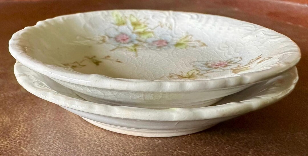 Vintage Set of 2 Unmarked Blue Floral Butterpats - Etsy | Etsy (US)