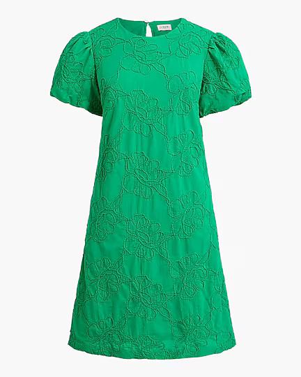 Eyelet puff-sleeve mini dress | J.Crew Factory