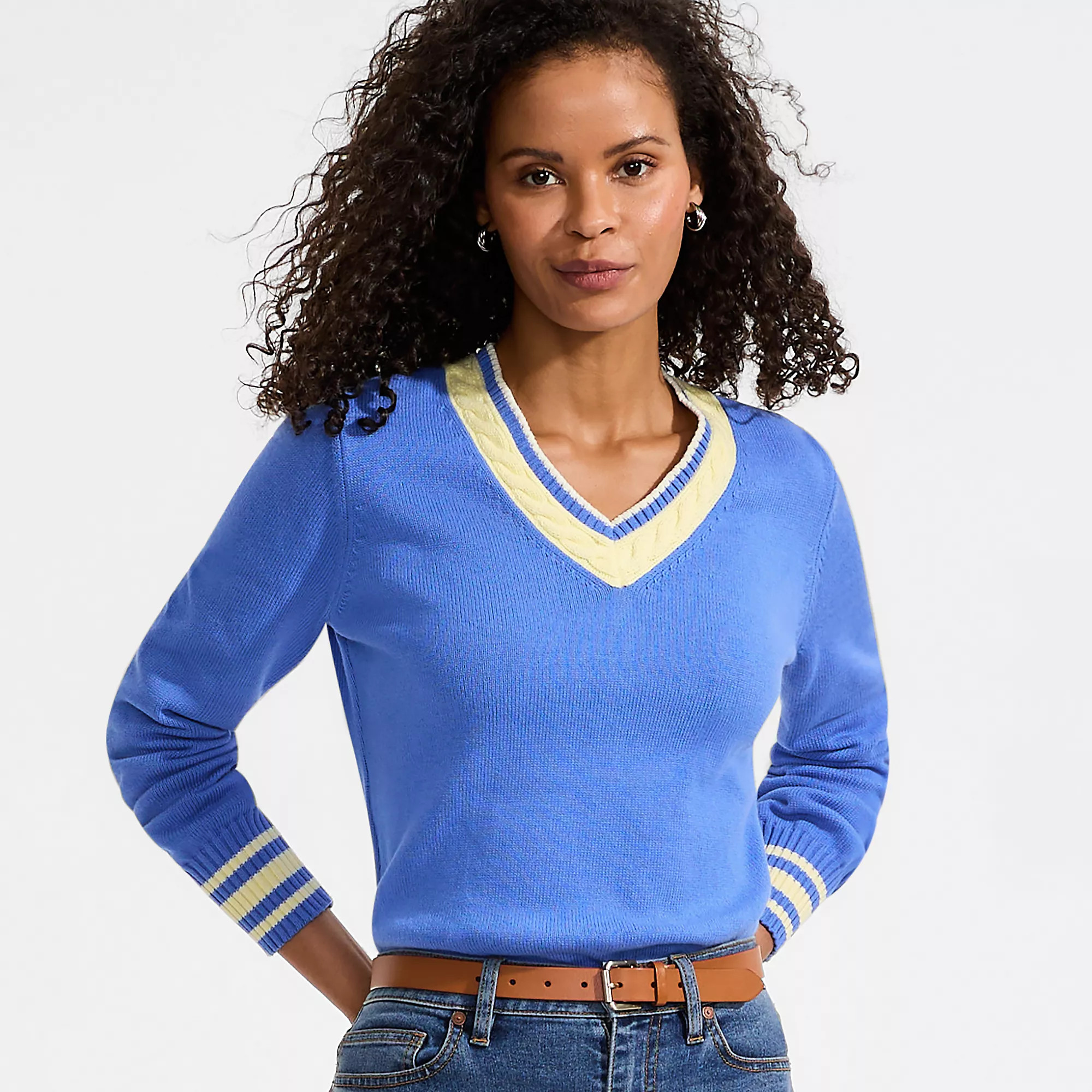 Women's Drifter Set in Sleeve Vneck Sweater | Lands' End (US)
