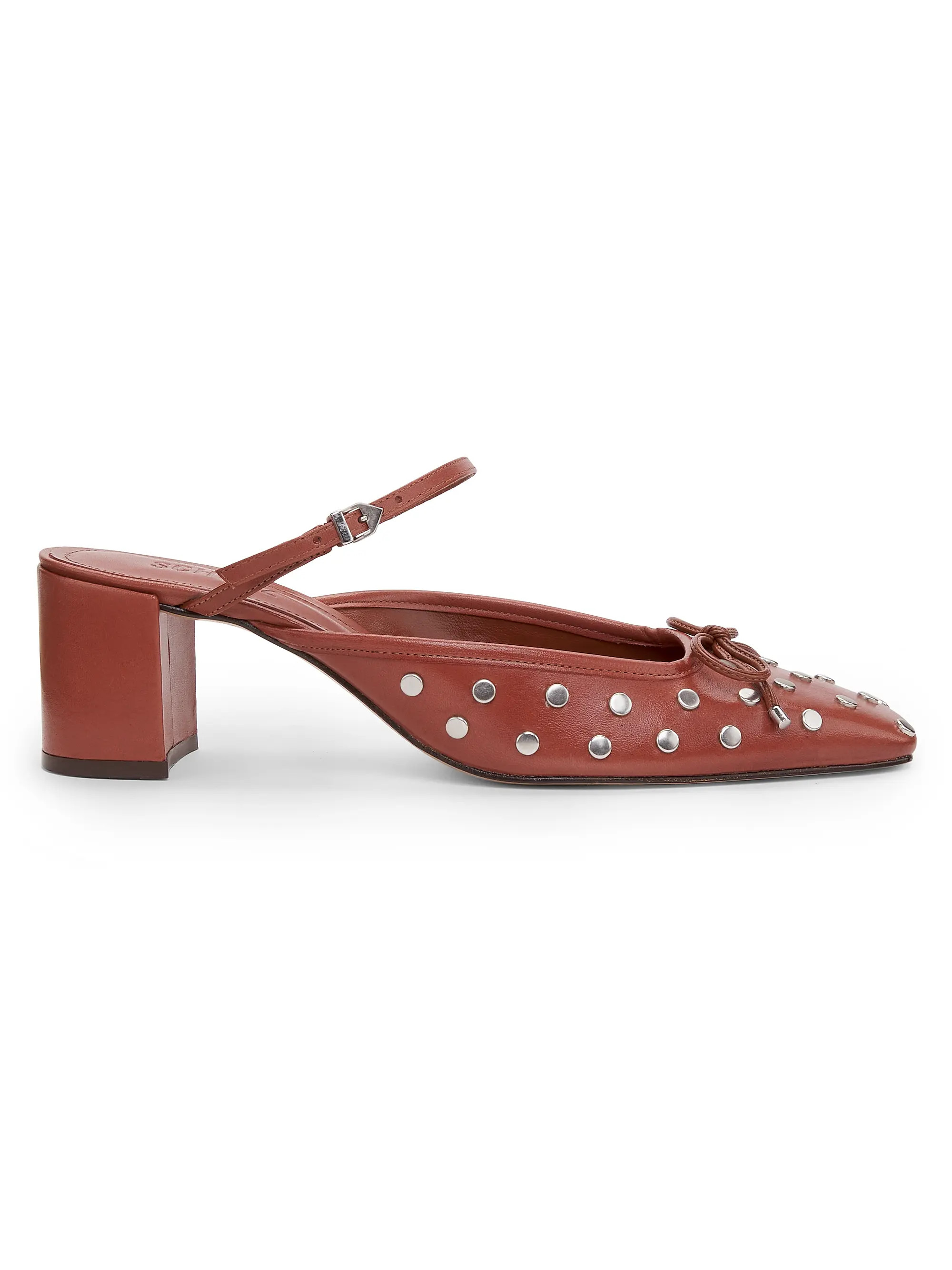 Arissa Studded Leather Block-Heel Mules | Saks Fifth Avenue