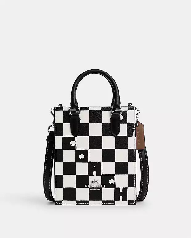 North South Mini Tote With Checkerboard Print | Coach Outlet US