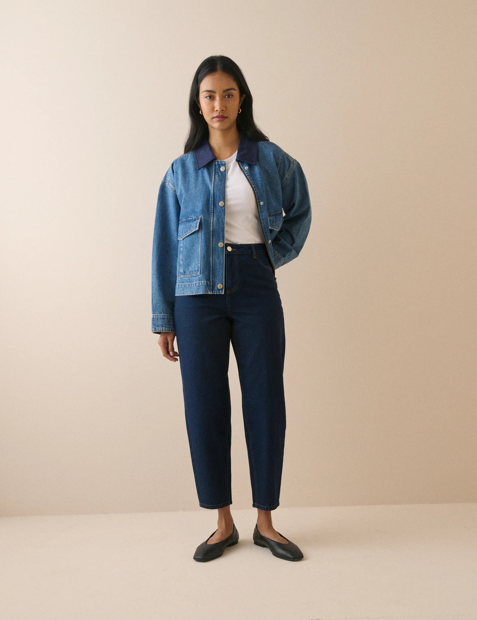 Dark Blue Denim Putney Barrel Leg Jeans | Nobody's Child