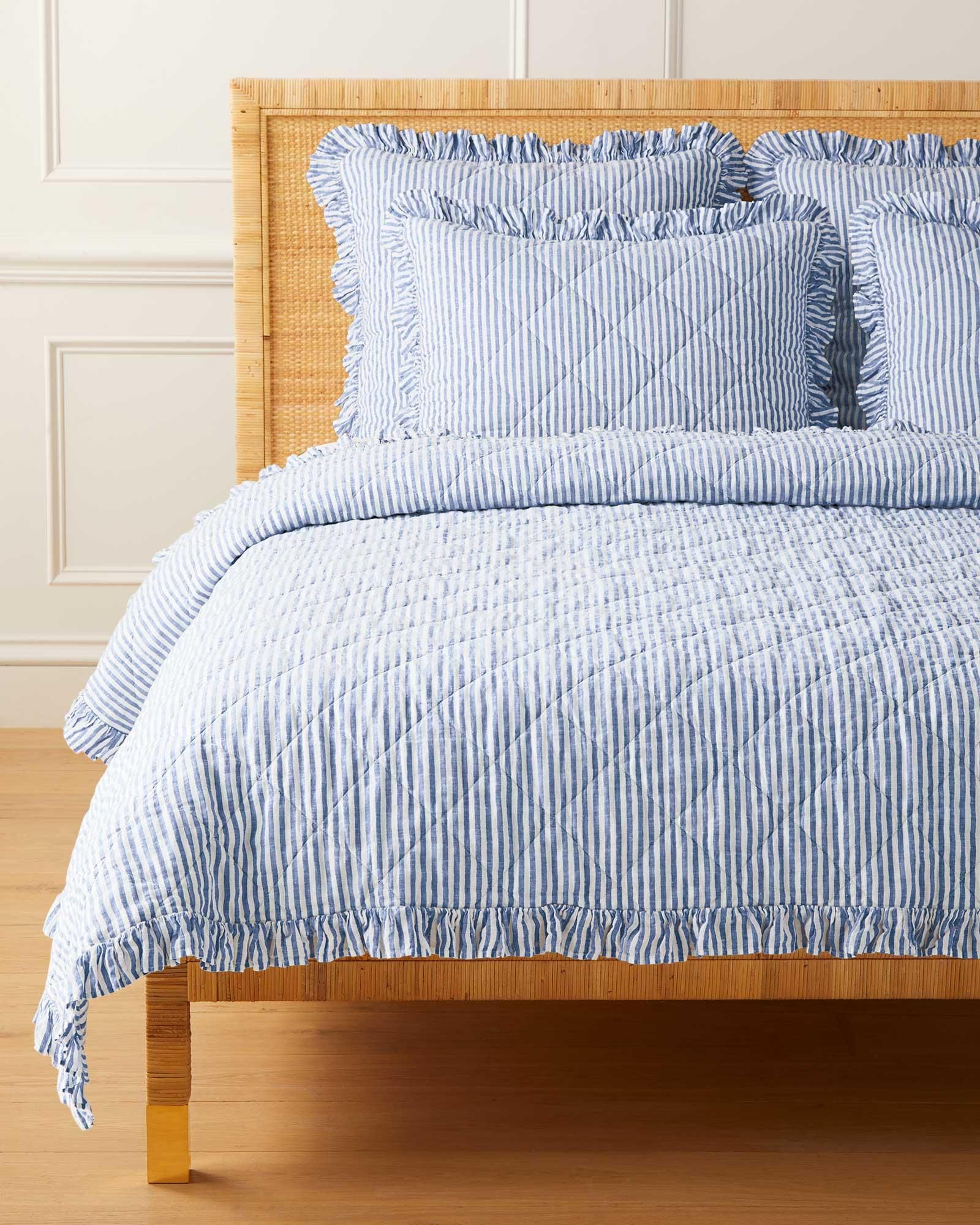 Nantucket Stripe Linen Quilt | Serena and Lily