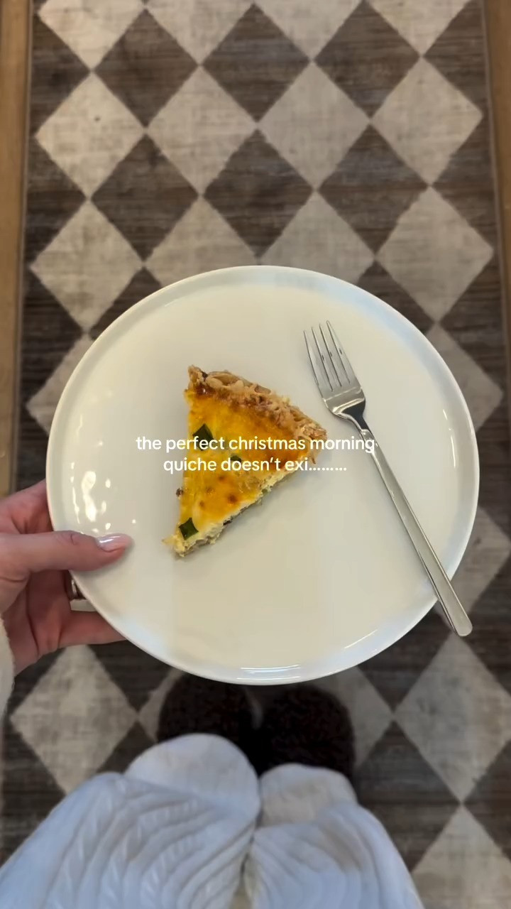 The perfect holiday breakfast! 

Ingredients:
19-inch single pie crust
8 ounces bacon, cut into small pieces (approximately 6 slices)
1 large shallot, minced
⅛ teaspoon crushed red pepper flakes, optional
4 large eggs
1 ½ cups half-and-half (or 3/4 cup milk and 3/4 cup heavy cream)
¼ teaspoon salt
1 teaspoon fresh ground black pepper
⅛ teaspoon grated nutmeg pinch cayenne
4 ounces Gruyère cheese, grated (about 1 cup)
¾ ounce Parmesan, grated (about ¼ cup)
1 tablespoon chives, or thin sliced green onions
chopped parsley leaves for garnish

Directions:
Preheat oven to 375°F. Place the pastry shell on a rimmed baking sheet. Using a dinner fork, poke a few holes on the bottom and sides of the pastry. Line the pastry shell with a doubled 12-inch square piece of aluminum foil, lightly pressing to mold to the sides of the pan. Fill with enough pie weights or dried beans to cover the bottom of the crust and slightly up the sides of the pan. Bake for 20 minutes. Remove the foil and weights and continue baking until light brown, about 10 minutes. Transfer to a wire rack to cool while preparing the filling. Leave the oven set on 375°F.
To prepare the filling:
Fry the bacon in a skillet over medium heat until crisp. Remove with a slotted spoon to drain on a paper towel lined plate.
Remove all but about 1 tablespoon of bacon grease from the pan. Add the minced shallot and cook, stirring frequently, until soft and translucent. Add the crushed red pepper flakes, if using, and sauté for 30 seconds. Remove from the heat. a mixing bow with a spout, whisk together the eggs, half-and-half, salt, pepper, nutmeg and cayenne.

To assemble the quiche:
Place the baked pastry crust back onto the rimmed baking sheet. Scatter the cooked bacon, shallots and Gruyère evenly over the bottom of the crust. Place the baking sheet on the oven rack. Slowly and gently pour the egg mixture over the bacon and cheese to ½-inch below the rim. Sprinkle the top with the shredded Parmesan and chives, if using.

Bake for 40-50 minutes until golden brown! 

 #LTKfoodie