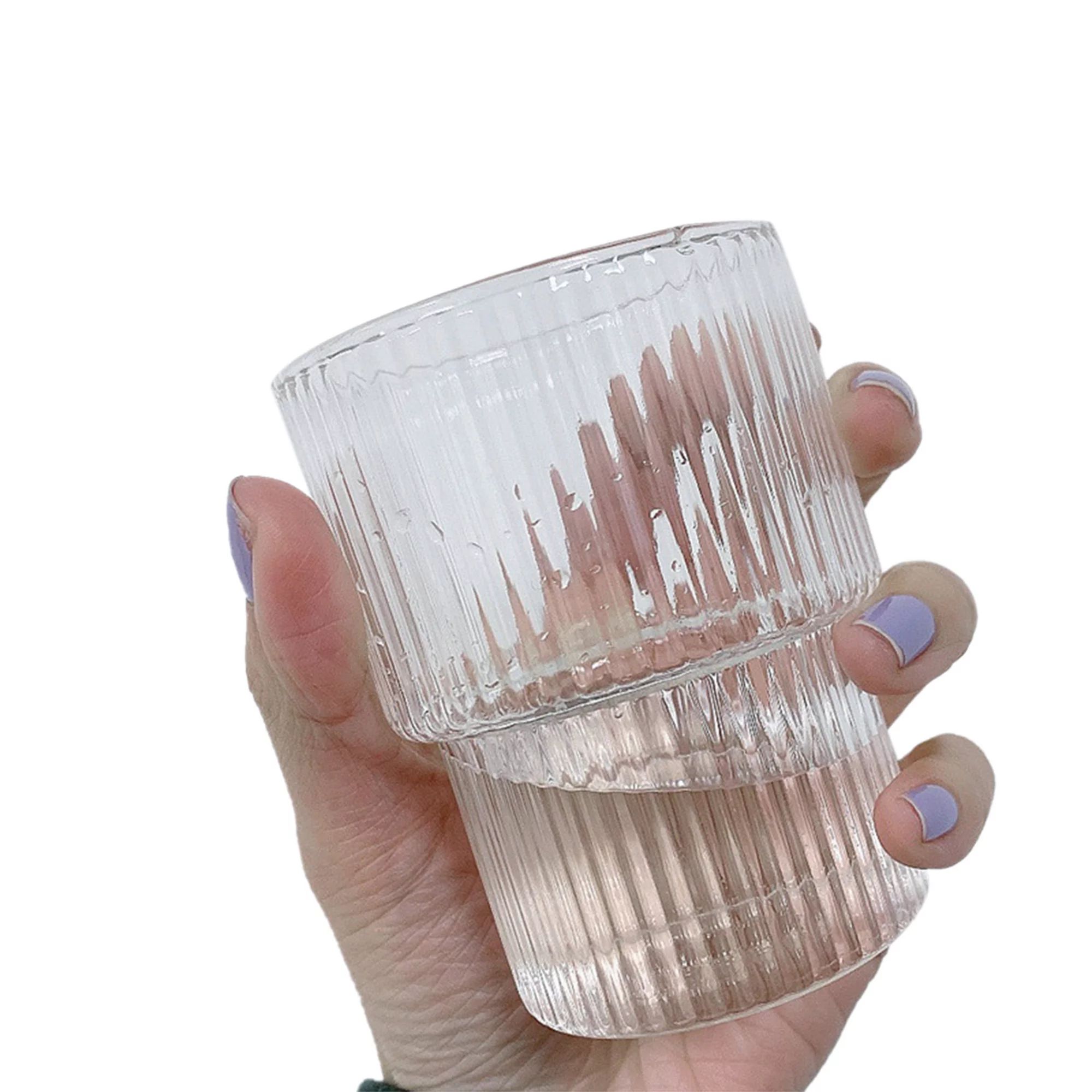 Ehfomius Ribbed Beer Glass Cup,Portable Transparent Water Cup Coffee Mug Teacup Cocktail Glasses ... | Walmart (US)