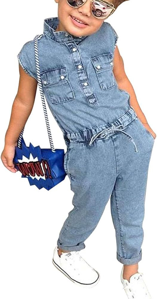 Honganda Fashion Kids Toddler Baby Girl Sleeveless Denim Romper Jumpsuit Overall | Amazon (US)