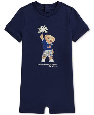 Polo Ralph Lauren Baby Boys Polo Bear Cotton Jersey Shortall - Macy's | Macy's