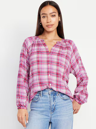 Split-Neck Button-Down Top | Old Navy (US)