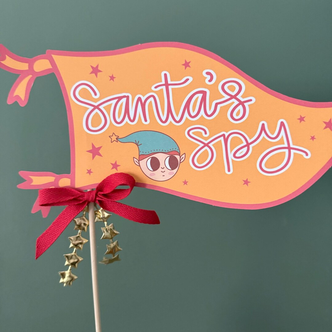 Santa's Spy Sign, Printable Christmas Elf Pennant, Digital Elf Card, Hand Drawn Christmas Party D... | Etsy (US)