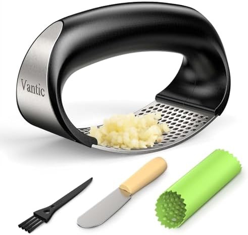 Vantic Garlic Press Rocker - Stainless Steel Garlic Crusher, Mincer and Chopper with Peeler & Scr... | Amazon (US)