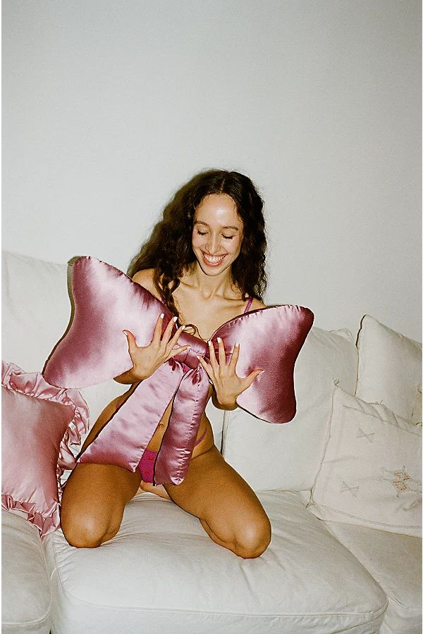 Big Bow Satin Throw Pillow | Urban Outfitters (US and RoW)