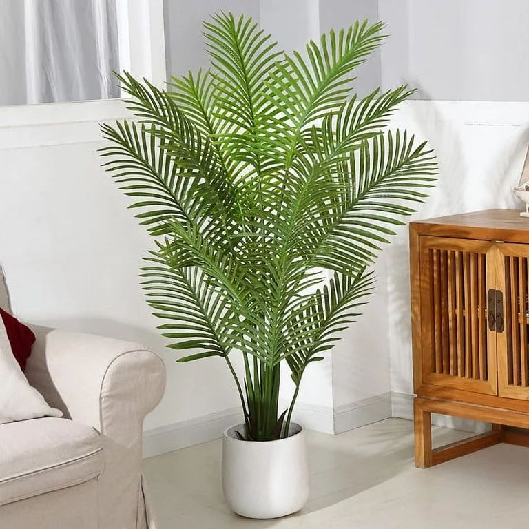 5 Feet Artificial Plants in Basket Faux Green Areca Palm Plant with Woven Seagrass Belly Basket, ... | Walmart (US)