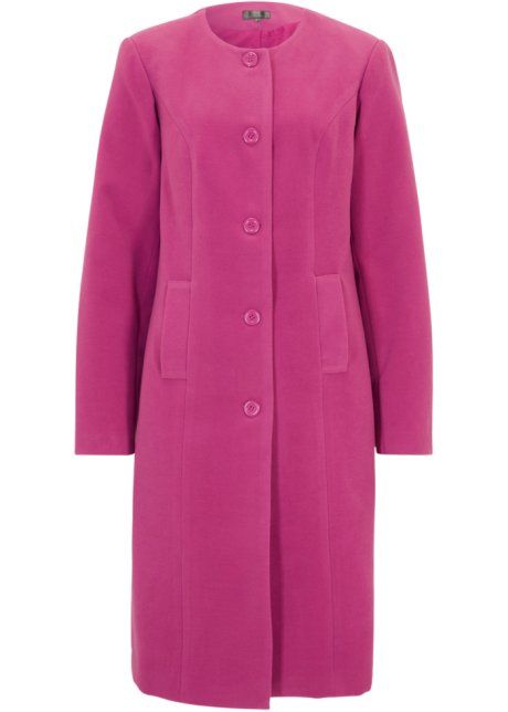 Manteau attractif à encolure ronde et patte de boutonnage - rose fuchsia | Bonprix FR