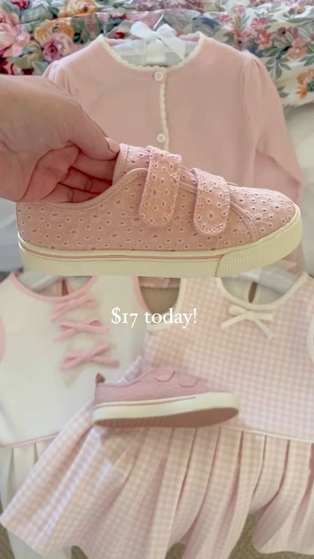 Eyelet pink shoes for girls marked down to $17 today!! The dresses and cardigan are The Broke Brooke for Edgehill Collection @dillards! 

#easterdress #eastershoes #girls #girlsshoes 

#LTKkids #LTKVideo #LTKshoecrush