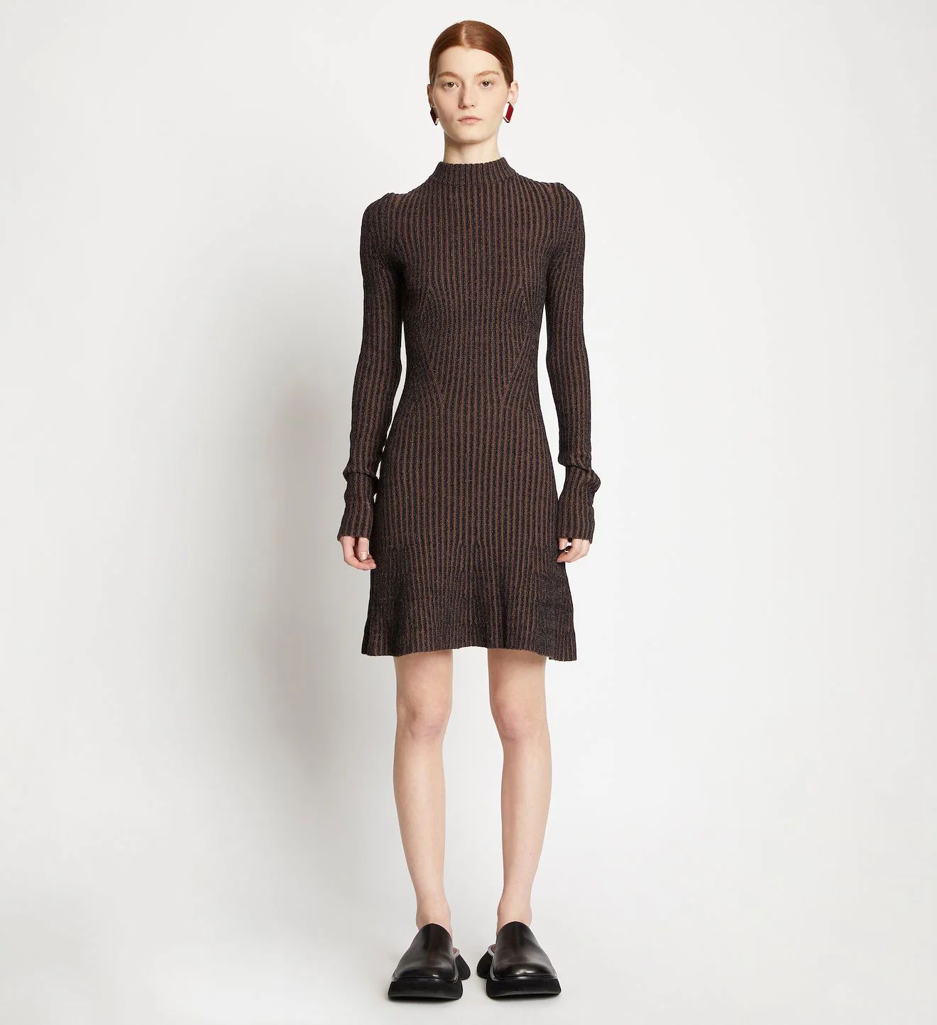 Plaited Rib Sweater Dress in black/dark brown | Proenza Schouler | Proenza Schouler LLC
