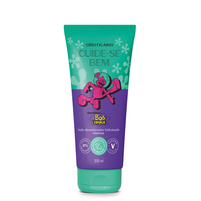 Loção Desodorante Hidratante Cuide-se Bem Bob Esponja Sandy Bochechas 200ml | oBoticario (BR)