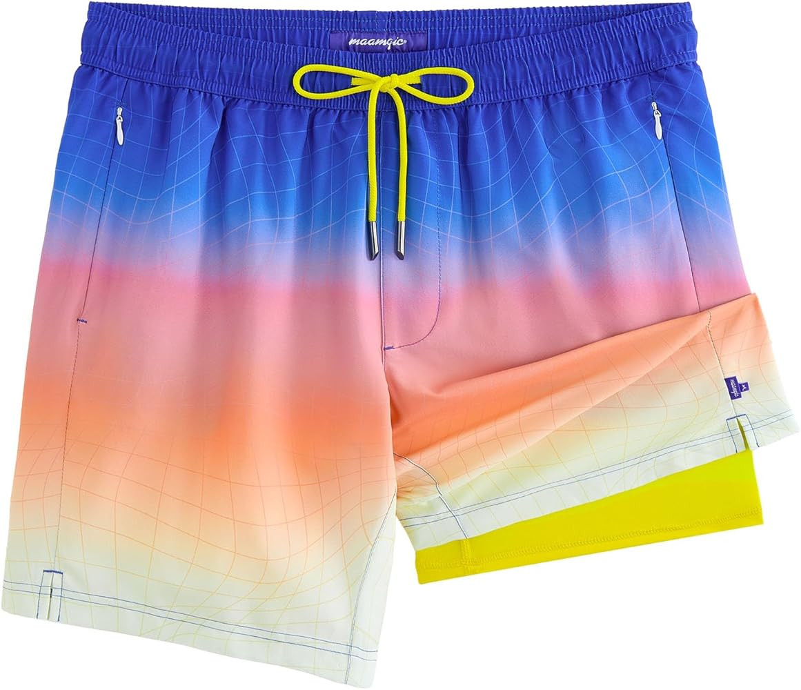 maamgic 2 in 1 Mens Swim Trunks 7 Inch Swim Shorts Swim Suits Board Shorts | Amazon (US)