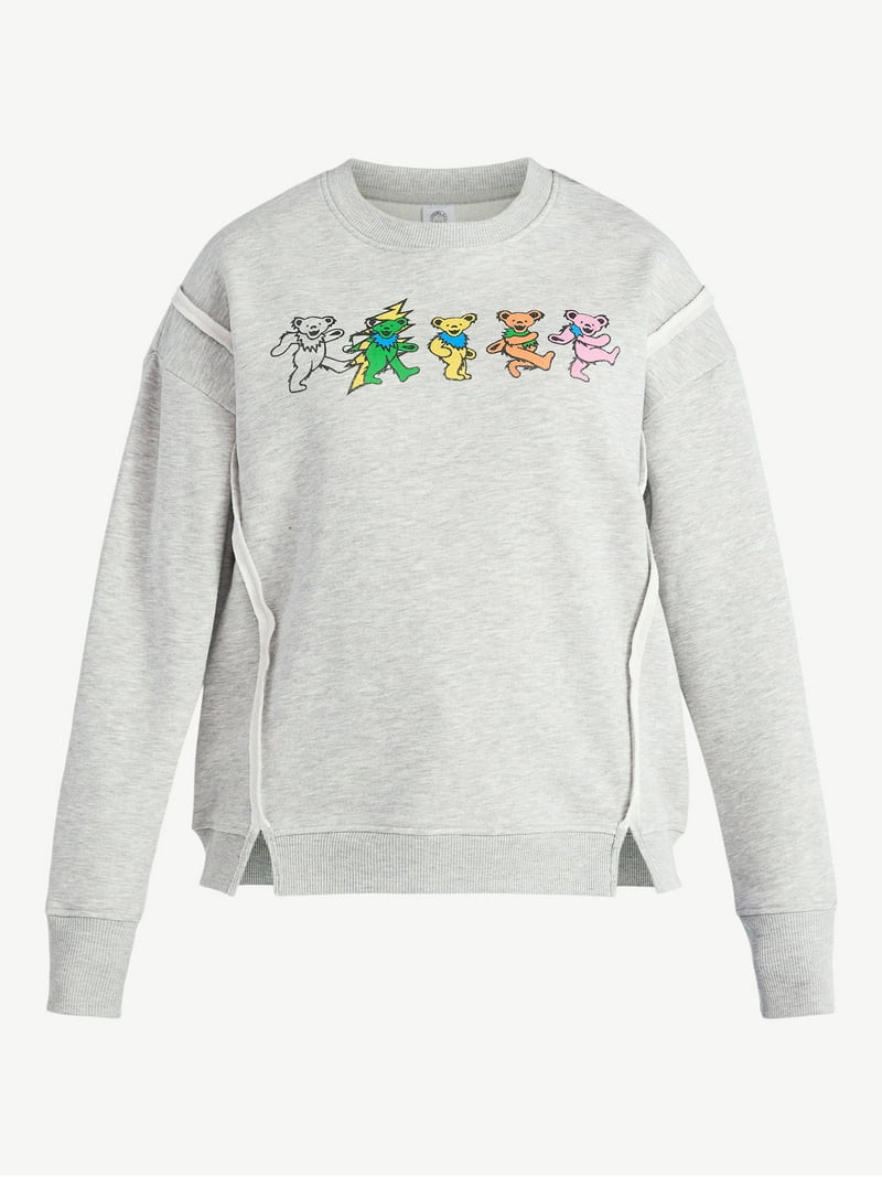 Time and Tru Women's Grateful Dead Dancing Bear Line Up Graphic Sweatshirt with Long Sleeves, Siz... | Walmart (US)