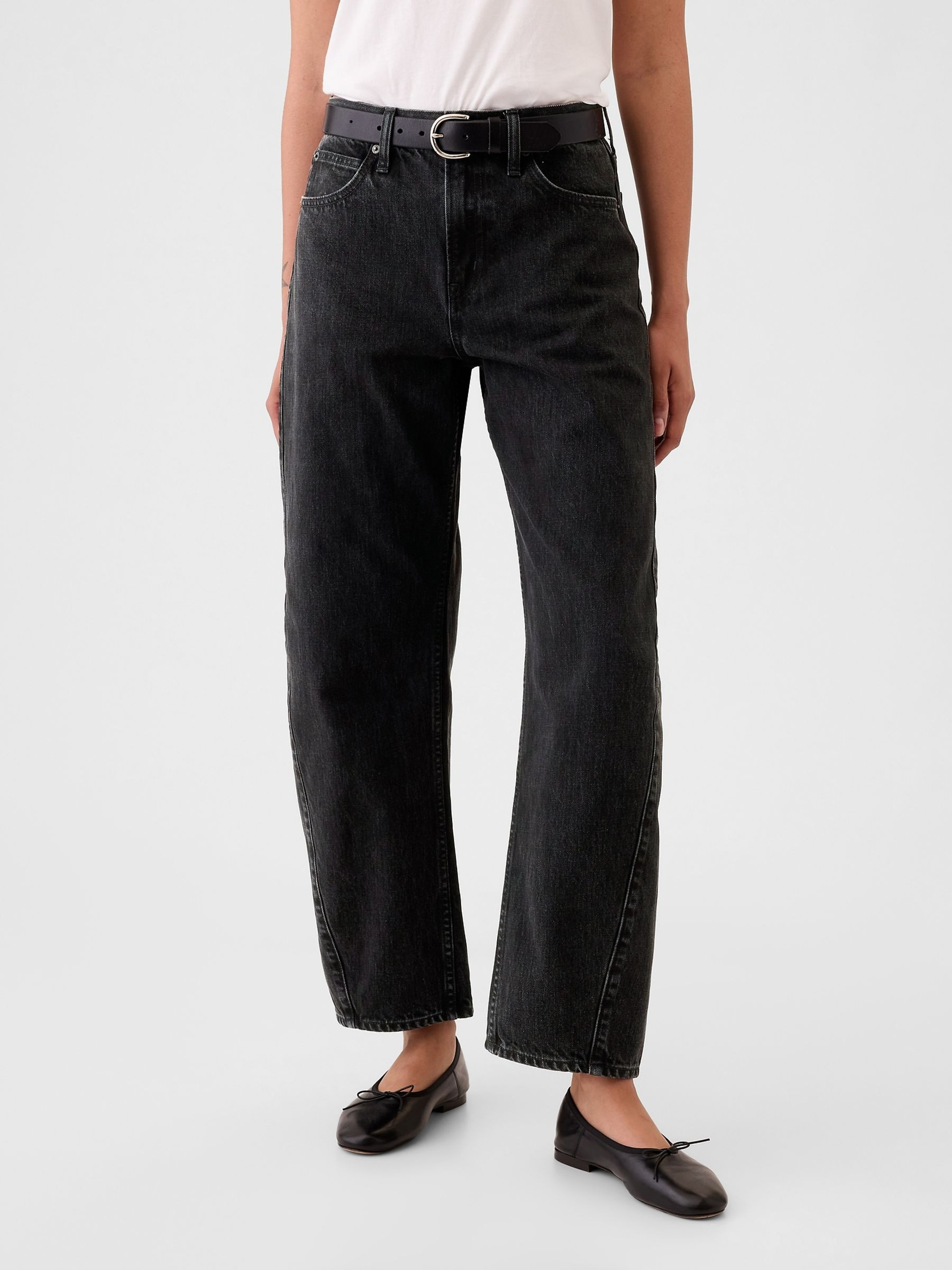 Black High Waisted Barrel Jeans | Gap | GAP UK