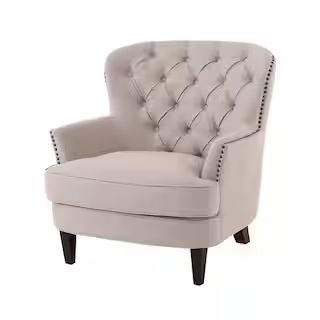 Noble House Tafton Natural Fabric Tufted Club Chair 560 | The Home Depot