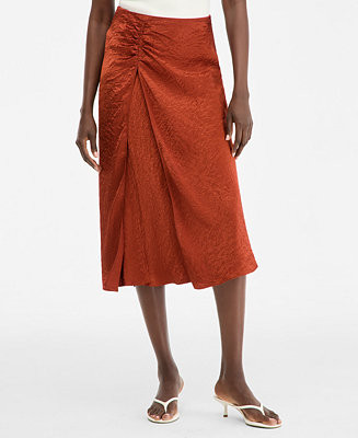 Women's Satin Ruched Midi Skirt | Macy's