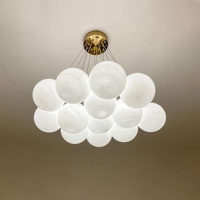Glass Bubble Chandelier Ball Shape Pendant Light, Gold Base, 13 Lights Decorative Chandelier for ... | Amazon (US)