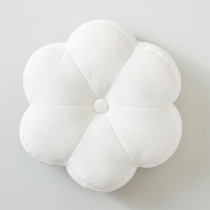 Flower Velvet Pillow, Shaped, Ivory | Pottery Barn Teen