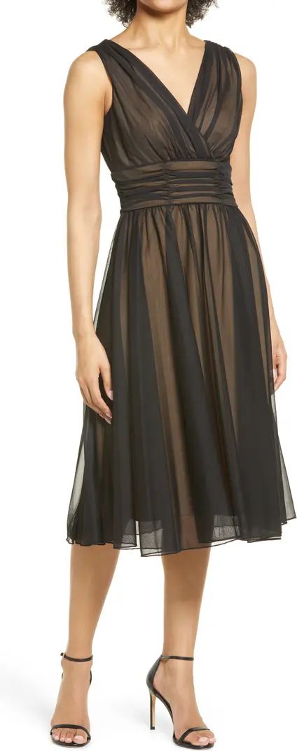 Chiffon Overlay Fit & Flare Dress | Nordstrom