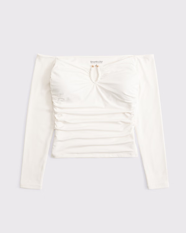 Bra-Free Off-The-Shoulder Hardware Top | Abercrombie & Fitch (US)