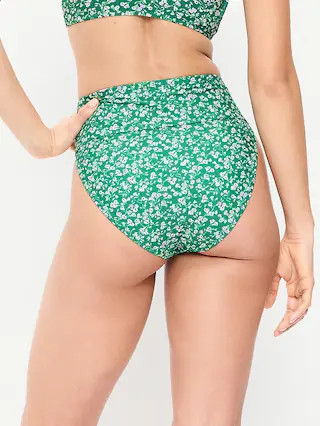 High-Waisted Cinched Bikini Swim Bottoms | Old Navy (US)