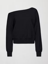 Off Shoulder Sweatshirt in French Terry - BLACK | Carbon38