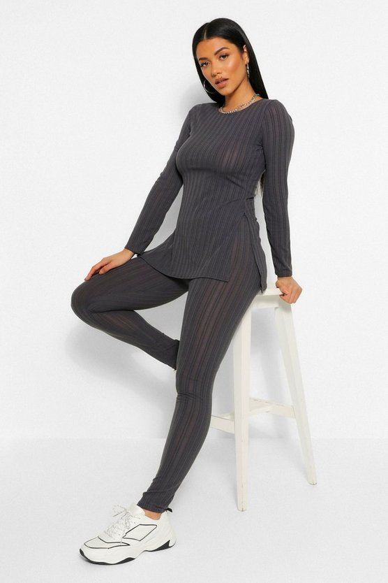 Longline Rib Top & Legging Two-Piece Set | Boohoo.com (US & CA)