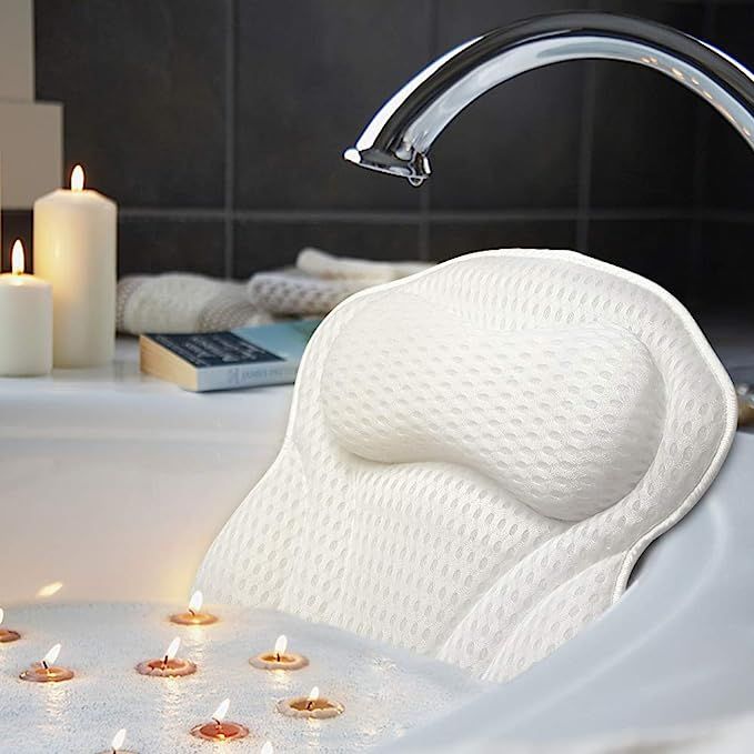 AmazeFan Luxury Bath Pillow, Ergonomic Bathtub Spa Pillow with 4D Air Mesh Technology and 6 Sucti... | Amazon (US)