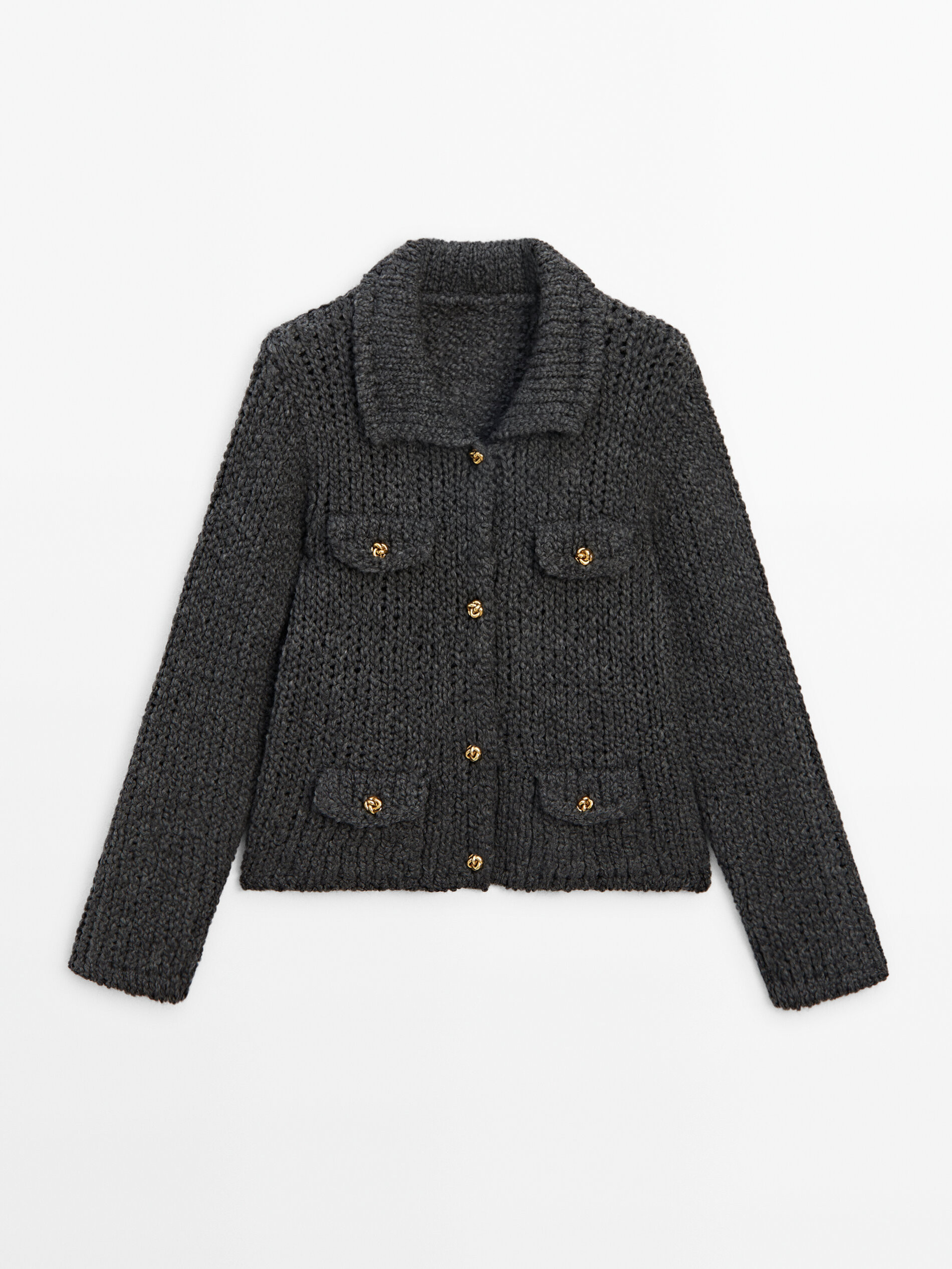 Knit cardigan with pocket details | Massimo Dutti US