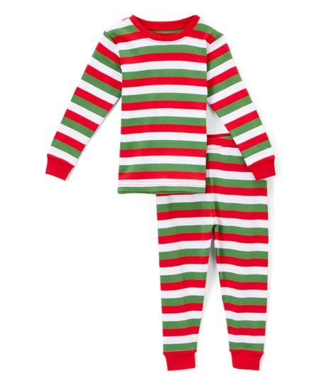 Red & Green Stripe Pajamas - Infant, Toddler & Kids | Zulily
