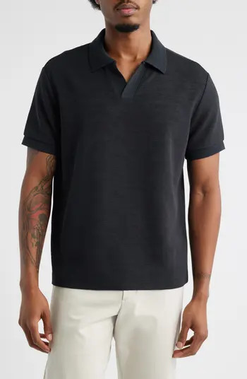 Open Edit Wave Texture Johnny Collar Polo | Nordstrom | Nordstrom