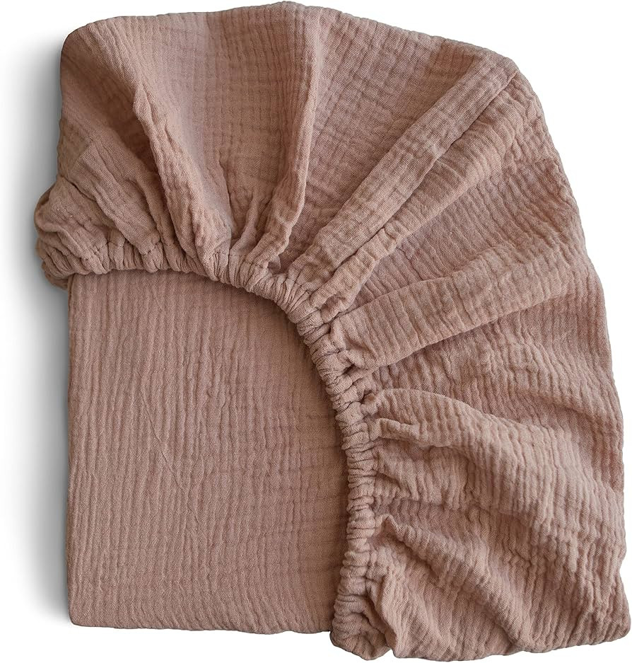 mushie Extra Soft Muslin Fitted Crib Sheet | 28"x 52" (Natural) | Amazon (US)