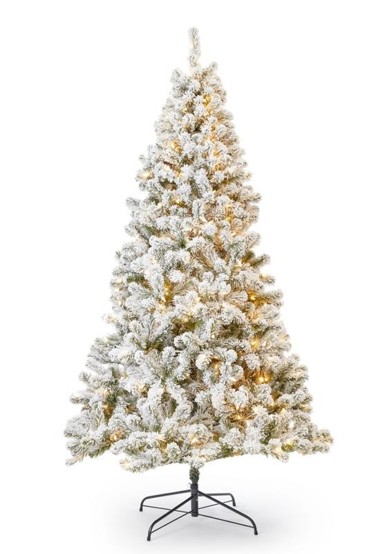 7' Prince Flock® Artificial Christmas Tree with 400 Warm White LED Lights | King of Christmas