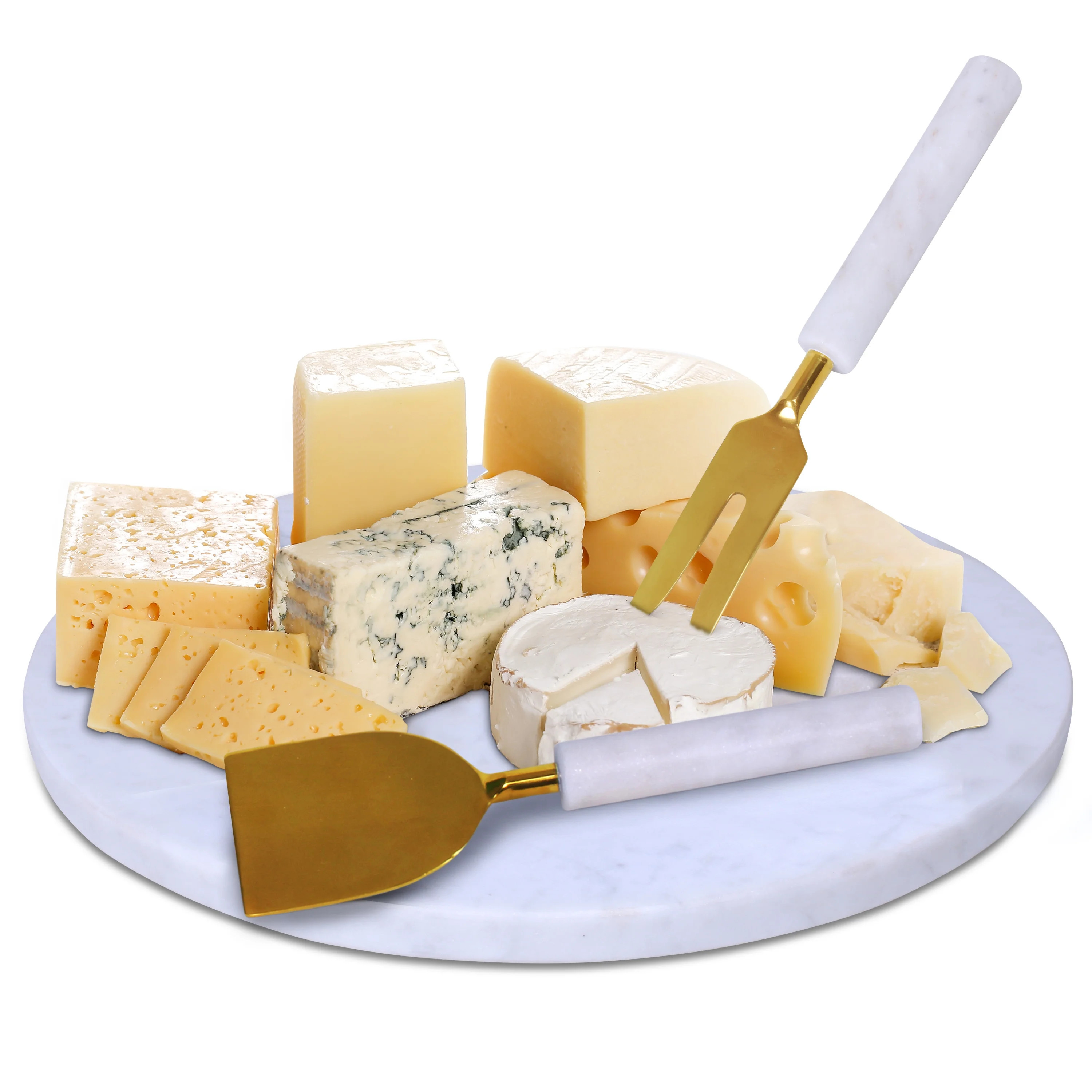Luxe Designs | White Marble Cheese Cutting Board and Knife Set - 12" Serving Tray for Charcuterie... | Walmart (US)