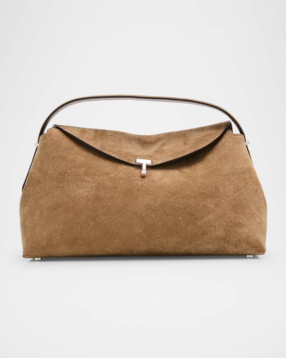Toteme T Lock Suede Top-Handle Bag | Neiman Marcus