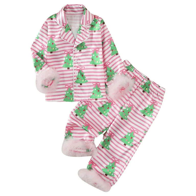 Caqnni Girls Boys Christmas Pajamas Toddler Boy Kids Holiday Pajamas Set Santa PJS Winter Sleepwe... | Walmart (US)