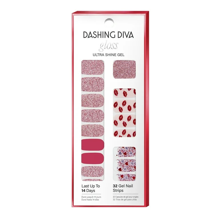 Dashing Diva Gloss Ultra Shine Gel Nail Stickers Strips, Glam Kiss, 32 Count | Walmart (US)