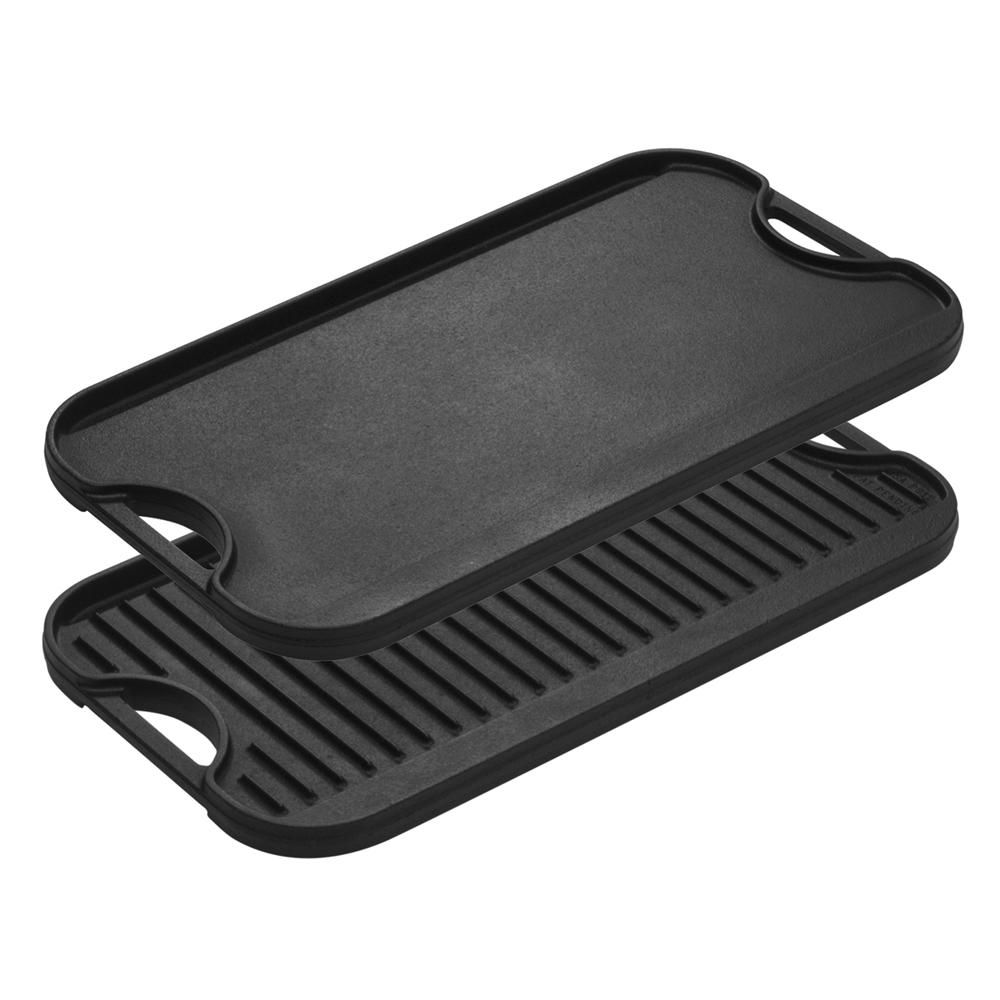 Large Cast Iron Reversible Grill Griddle | The Home Depot