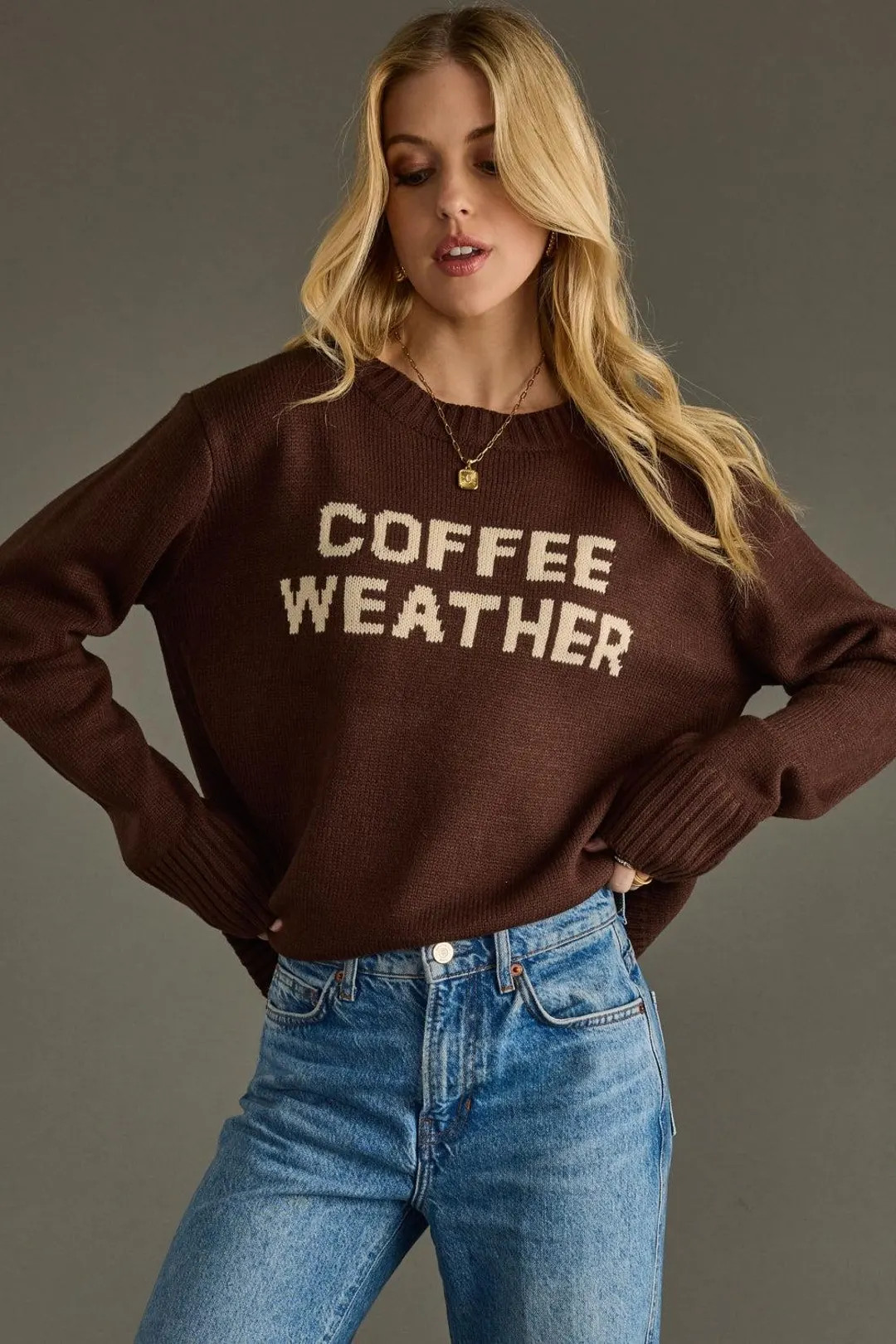 Coffee Weather Sweater - Dark Brown - Etsy | Etsy (US)