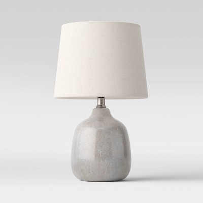 17.5"x11" Assembled Ceramic Table Lamp Gray - Threshold™: Bud-Shaped Base, No Assembly Required, UL Listed | Target