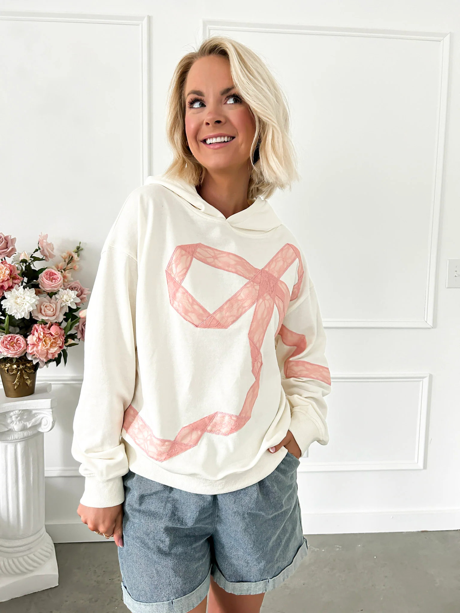 Laced In Ribbons Hooded Sweatshirt | Flourish in Frills