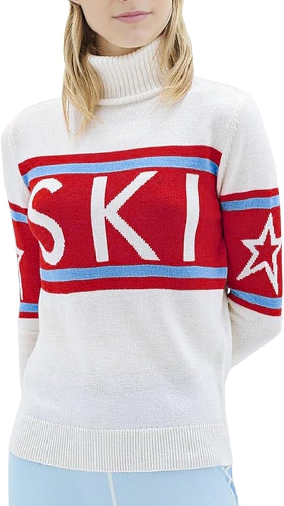 Yousify Women Turtleneck Sweater Cute Striped Color Block Sleeve Tops Casual Ski Sweaters Tight K... | Amazon (US)