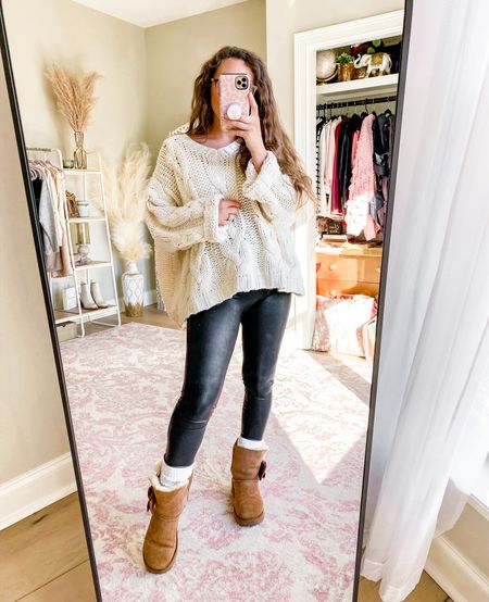 Cozy Winter Outfit ft the Spanx Faux Leather Leggings ❤️

Wearing the maternity pair but this look works with the regular ones as well 🥰🤰

Chunky knit sweater, cozy sweater, white sweater, ugg boots, bow boots, shearling boots, winter boots, winter outfit, winter style, thanksgiving outfit, thanksgiving look, thanksgiving outfit idea

#LTKSeasonal #LTKHoliday #LTKbump