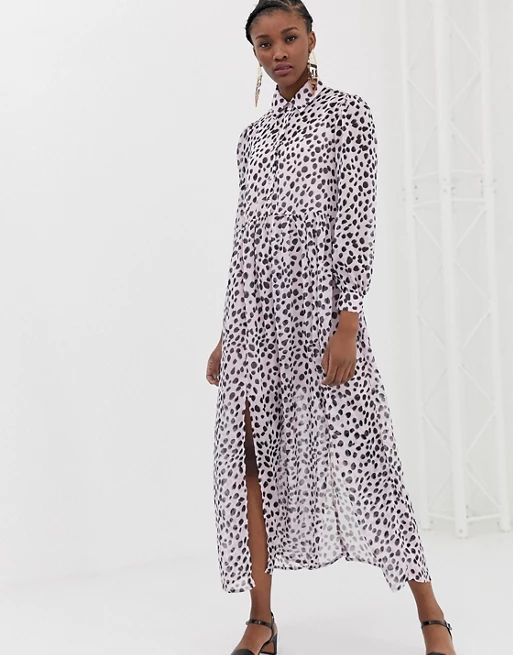 Glamorous maxi shirt dress in dalmatian print | ASOS US